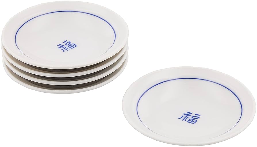 Amazon.com: せともの本舗Set of 5 Lucky 3.0 Plates, 3.9 x 0.8